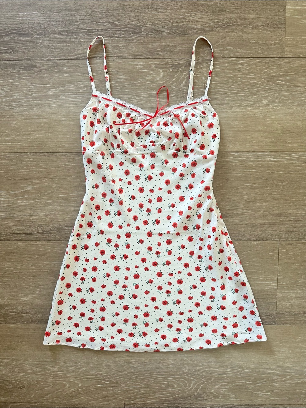 White & Red Floral Mini Dress